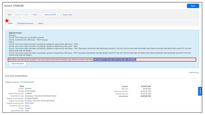 SAP Invoice Failure