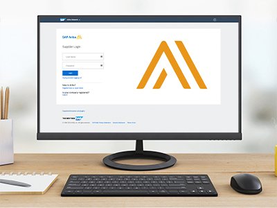 Image of a desktop computer with SAPÂ® Ariba on the monitor.