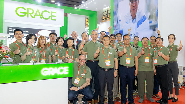 A group photo of Grace employees at CHINACOAT 2024