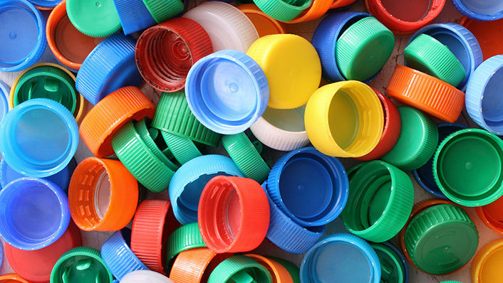 Image of colorful bottle caps