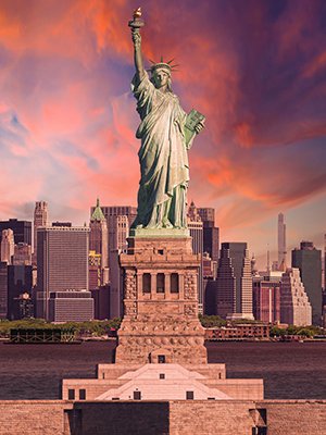 Statue of Liberty at sundown